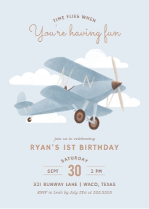 Birthday Invitation - Biplane - 9995: Birthday Bundle (Any Age) - Biplane - 9995
