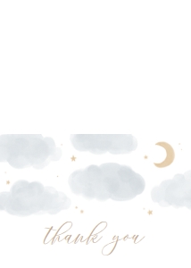Folded Thank You Card - Clouds and Stars - 1006: Folded Thank You Card - Clouds and Stars - 1006