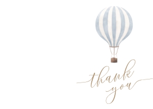 Folded Thank You Card (3.5x5) - Blue Hot Air Balloon - 1016: Folded Thank You Card - Blue Hot Air Balloon - 1016