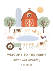 Welcome Sign (18x24) - On the Farm - 9997: Birthday Bundle (Any Age) - Farm - 9997