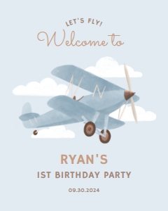 Welcome Sign (16x20) - Biplane - 9995: Birthday Bundle (Any Age) - Biplane - 9995
