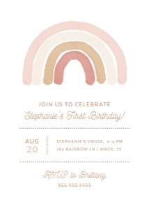 Birthday Invitation - Pink Rainbow - 9988: Birthday Invitation - Pink Rainbow - 9988