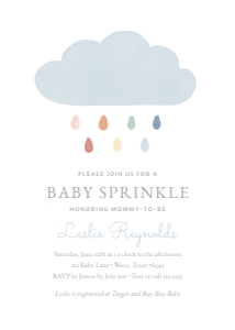 Baby Shower Invitation - Rain Cloud Baby Sprinkle - 1029: Baby Shower Invitation - Rain Cloud Baby Sprinkle - 1029