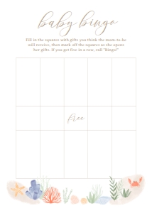 Baby Bingo - Under the Sea - 1002: Baby Shower Games - Under the Sea - 1002