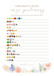 Emoji Pictionary - Under the Sea - 1002: Baby Shower Games - Under the Sea - 1002