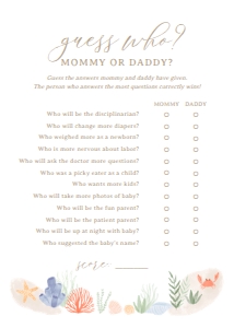 Guess Who? Mommy or Daddy - Under the Sea - 1002: Baby Shower Games - Under the Sea - 1002