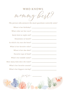 Who Knows Mommy Best - Under the Sea - 1002: Baby Shower Games - Under the Sea - 1002