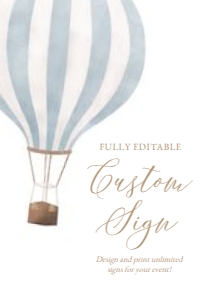 Custom Sign - Blue Hot Air Balloon - 1016 design preview