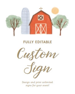 Custom Sign (8x10) - Farm - 9997: Birthday Bundle (Any Age) - Farm - 9997