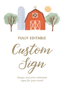 Custom Sign (5x7) - Farm - 9997: Birthday Bundle (Any Age) - Farm - 9997