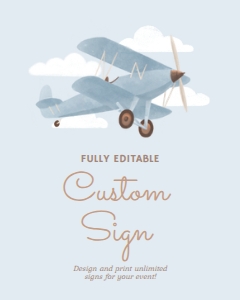 Custom Sign (8x10) - Biplane - 9995: Birthday Bundle (Any Age) - Biplane - 9995