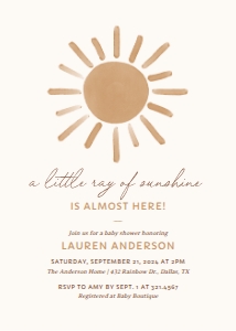 Baby Shower Invitation Set of 3 - Little Ray of Sunshine (Neutral) - 1037 design preview
