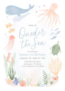 Birthday Invitation - Oneder the Sea - 9996: Birthday Invitation - Oneder the Sea - 9996