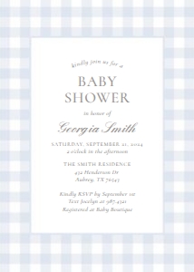 Baby Shower Invitation Set of 3 - Blue Gingham - 1068 design preview