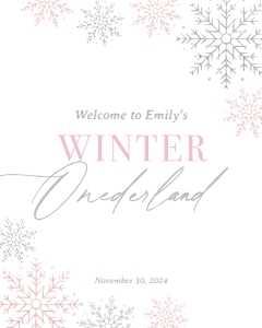 Welcome Sign (16x20) - Winter Onederland (Pink) - 9960: Welcome Sign - Winter Onederland (Pink) - 9960
