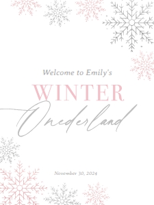 Welcome Sign (18x24) - Winter Onederland (Pink) - 9960: Welcome Sign - Winter Onederland (Pink) - 9960