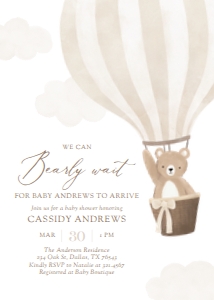 Baby Shower Invitation - Teddy Bear (Neutral) - 1077b design preview