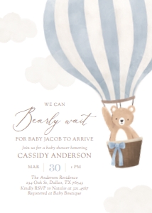 Baby Shower Invitation - Teddy Bear (Blue) - 1077a design preview