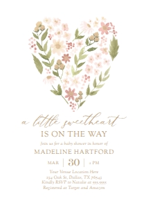 Baby Shower Invitation - Floral Heart (Little Sweetheart) design preview