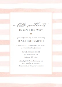 Baby Shower Invitation - Pink Watercolor Stripes (Little Sweetheart) design preview