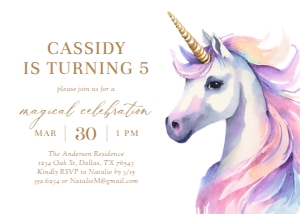 Birthday Invitation- Magical Unicorn design preview