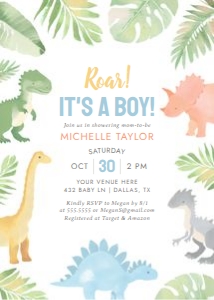 Baby Shower Invitation - Baby Dinosaurs design preview