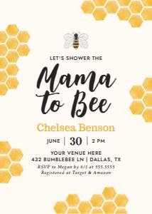 Baby Shower Invitation - Mama to Bee v2 design preview