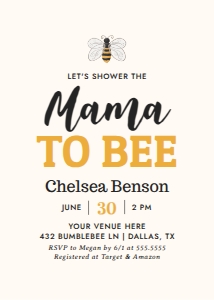 Baby Shower Invitation - Mama to Bee v3 design preview