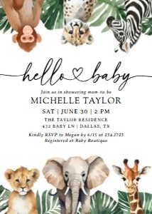 Baby Shower Invitation - Safari (Hello Baby) design preview