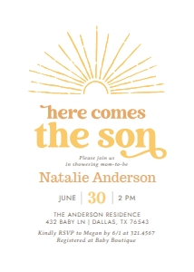 Baby Shower Invitation - Sunburst (Yellow) design preview
