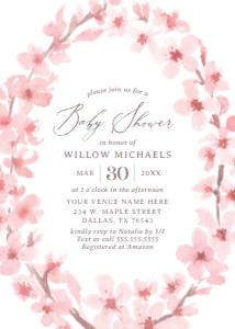 Baby Shower Invitation - Cherry Blossom design preview