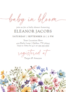 Baby Shower Invitation - Colorful Wildflowers design preview
