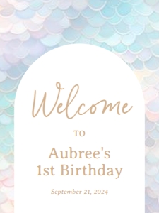 Welcome Sign (18x24) - Blue Mermaid Scales - 9954: Welcome Sign - Mermaid Scales - 9954