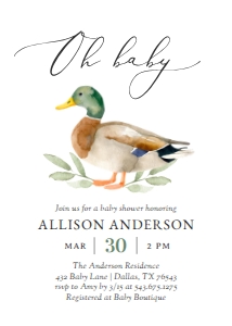 Baby Shower Invitation - Mallard Duck design preview