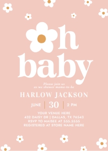 Baby Shower Invitation - Daisy design preview