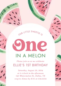 Birthday Invitation - Watermelon (One in a Melon) design preview