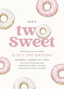 Birthday Invitation - Donuts (Two Sweet) design preview