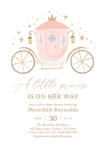 Baby Shower Invitation - Little Princess (Carriage) design preview