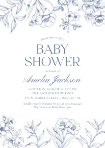 Baby Shower Invitation - Blue Chinoiserie design preview