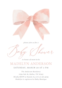 Baby Shower Invitation - Pink Bow design preview