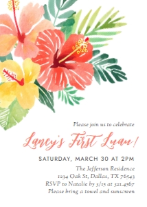 Birthday Invitation - Luau: Birthday Invitation - Luau (Hibiscus)