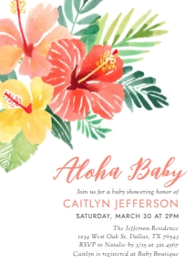 Baby Shower Invitation - Luau (Hibiscus) design preview