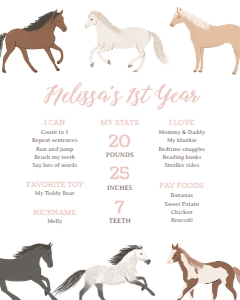 Milestone Sign - Horses - 9948: Milestone Sign - Horses - 9948