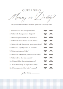 Guess Who? Mommy or Daddy - Blue Gingham - 1068 design preview