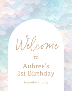 Welcome Sign (16x20) - Blue Mermaid Scales - 9954: Welcome Sign - Mermaid Scales - 9954