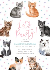 Birthday Invite - Kitten Party design preview