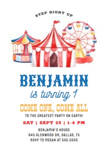 Birthday Invitation - Circus design preview