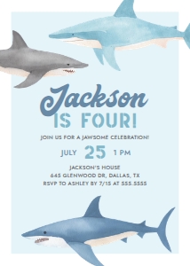 Birthday Invitation - Sharks design preview