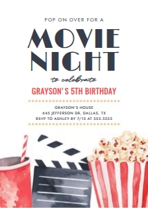 Birthday Invitation - Movie Night design preview