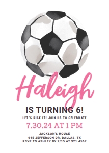 Birthday Invitation - Soccer Ball (Pink) design preview